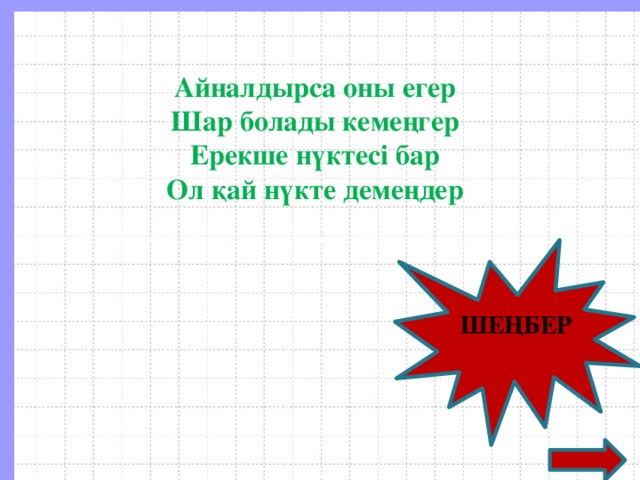 Айналдырса оны егер Шар болады кемеңгер Ерекше нүктесі бар Ол қай нүкте демеңдер Шеңбер