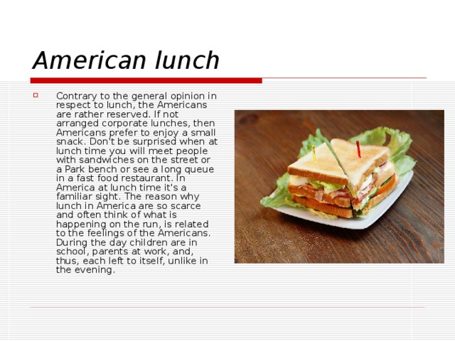 American lunch