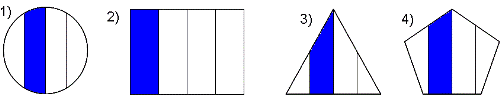 На каком рисунке закрашена 1 4 часть фигуры