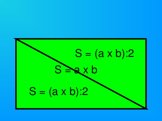 S = (a x b):2 S = a x b S = (a x b):2