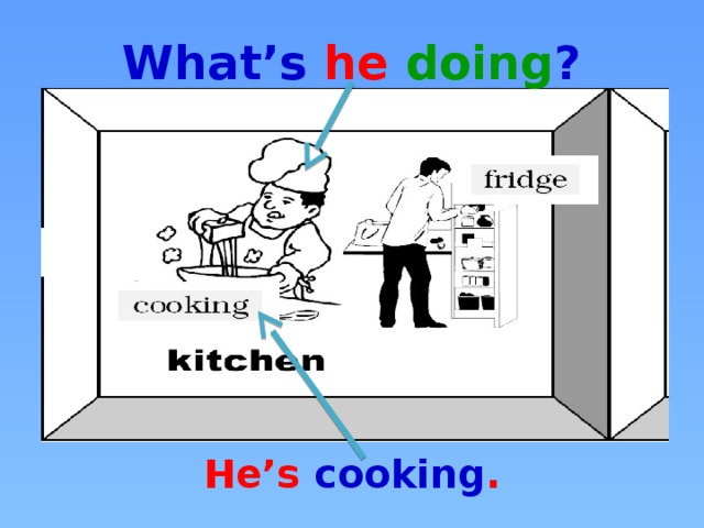 What’s he doing ? He’s cooking .