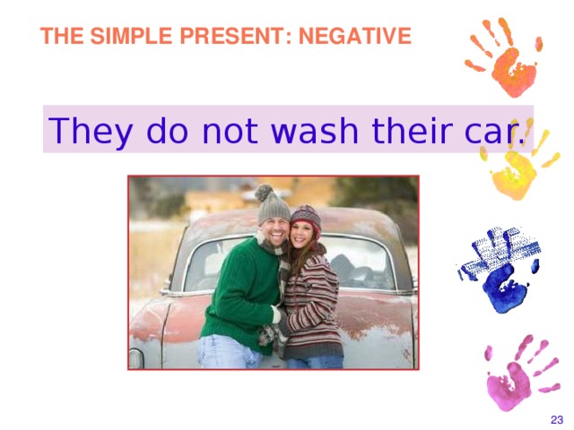 THE SIMPLE PRESENT: NEGATIVE They do not wash their car.