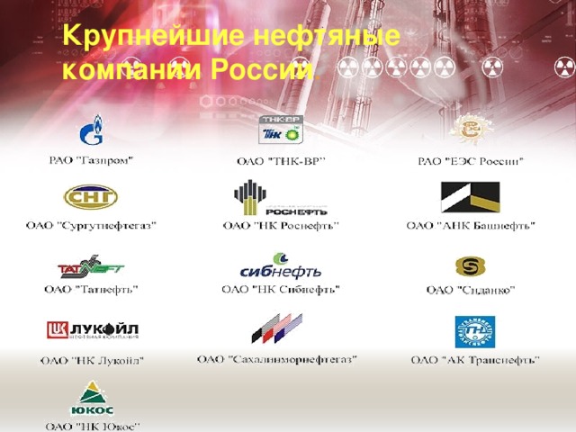 Крупнейшие нефтяные компании России .