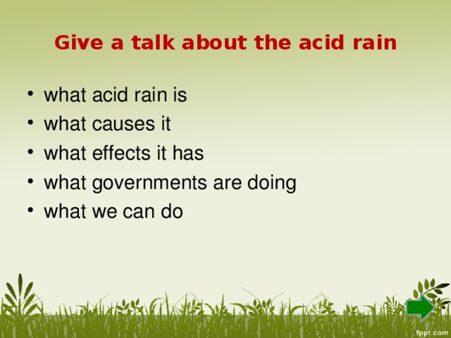 Give a talk about the acid rain