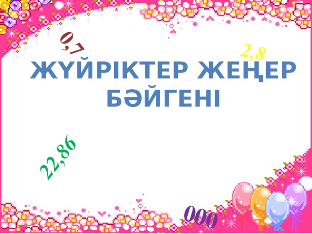 2,8 0,7 22,86 000 Жүйріктер жеңер бәйгені