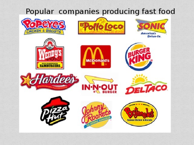 Popular companies producing fast food