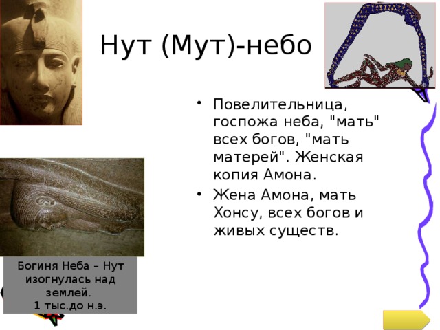 Нут (Мут)-небо Повелительница, госпожа неба, 