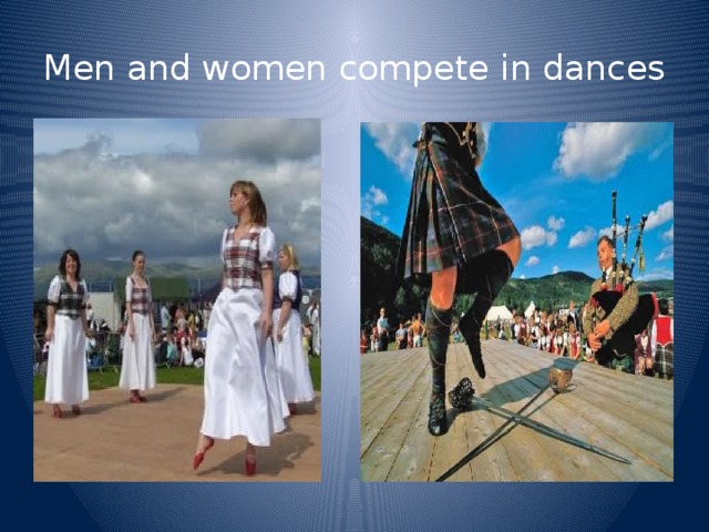 Men and women compete in dances