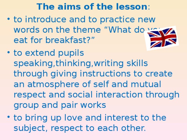 The aims of the lesson :