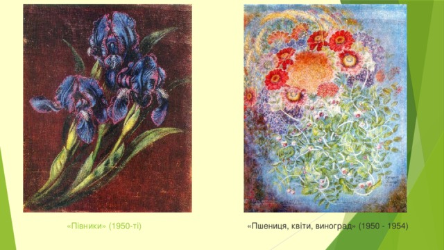 « Півники » (1950-ті) «Пшениця, квіти, виноград» (1950 - 1954)