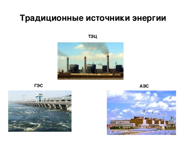 Традиционные источники энергии ТЭЦ  АЭС ГЭС