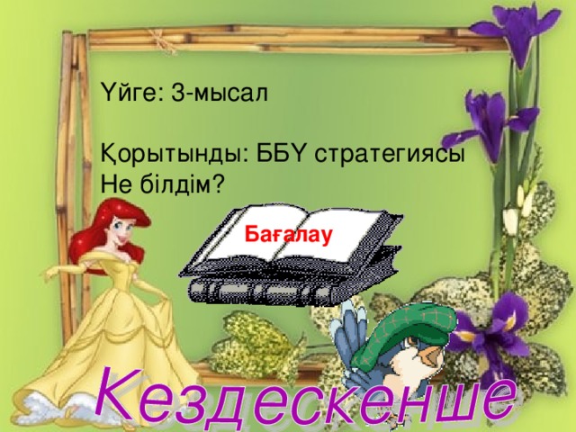 Үйге: 3-мысал Қорытынды: ББҮ стратегиясы Не білдім? Бағалау