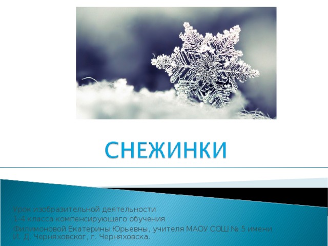 Урок изобразительной деятельности 1-4 класса компенсирующего обучения Филимоновой Екатерины Юрьевны, учителя МАОУ СОШ № 5 имени И. Д. Черняховског, г. Черняховска.