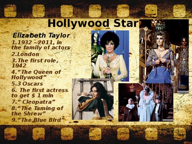 Hollywood Stars Elizabeth Taylor