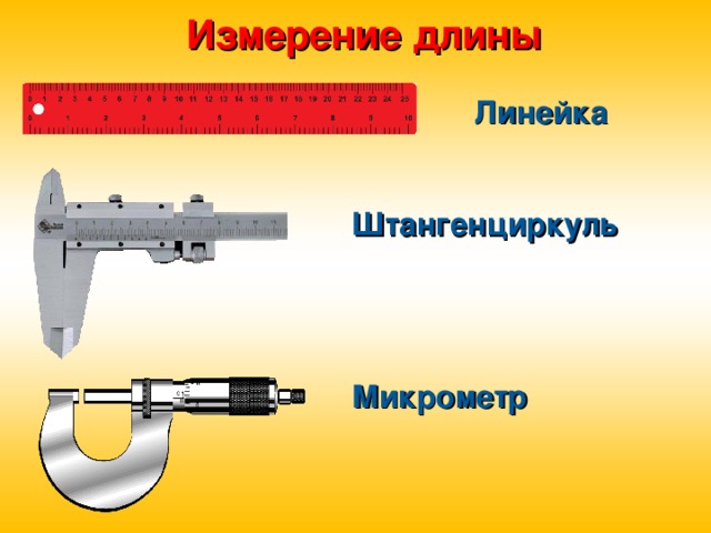 Измерение длины Линейка Штангенциркуль Микрометр