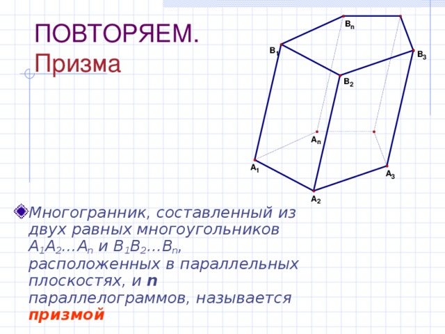 ПОВТОРЯЕМ.  Призма