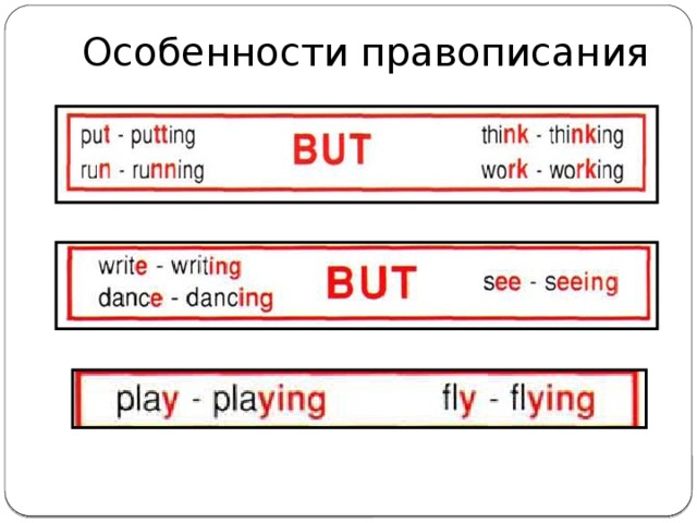 Особенности правописания