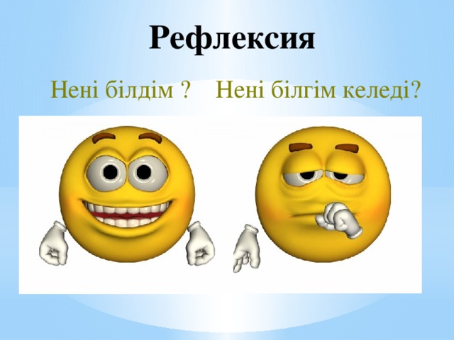 Рефлексия   Нені білдім ? Нені білгім келеді?