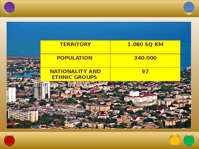 Territory Population 1.080 sq km 340.000 Nationality and ethnic groups 97 19