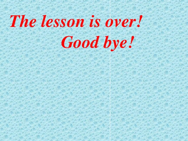 The lesson is over!  Good bye!