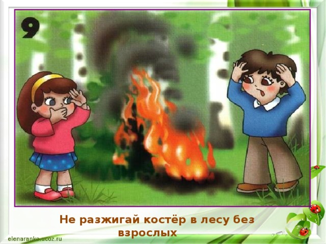 Не разжигай костёр в лесу без взрослых