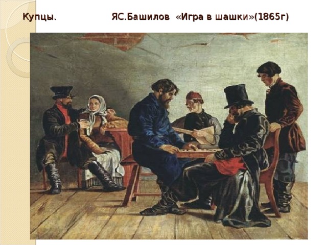 Купцы. ЯС.Башилов «Игра в шашки»(1865г)