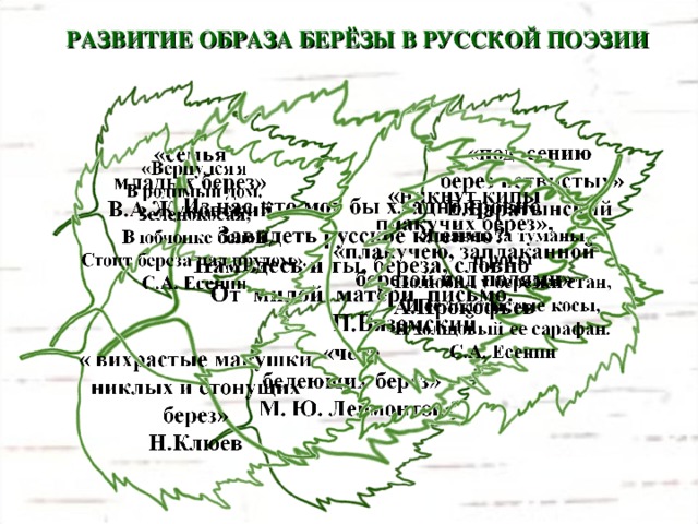 РАЗВИТИЕ ОБРАЗА БЕРЁЗЫ В РУССКОЙ ПОЭЗИИ 3