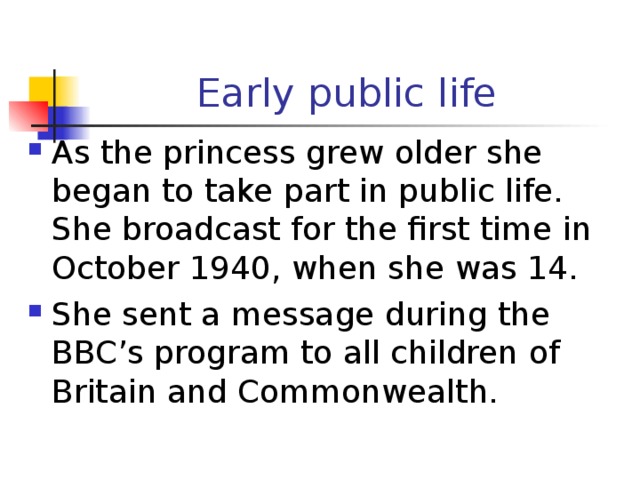 Early public life