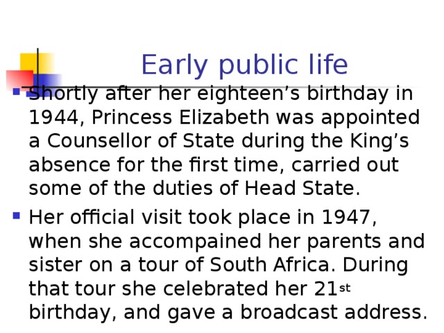 Early public life