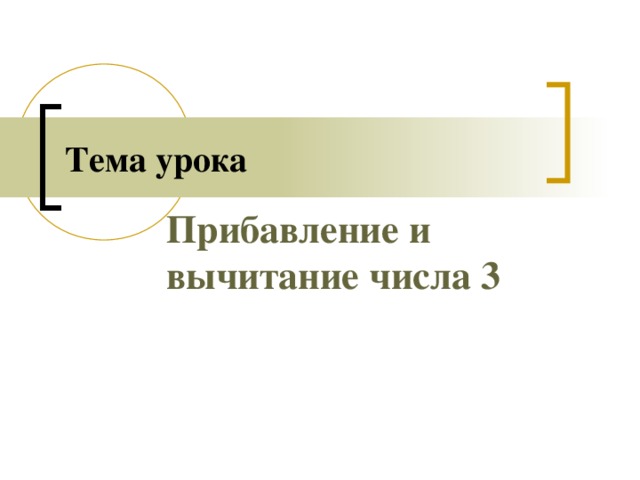 Тема урока Прибавление и вычитание числа 3