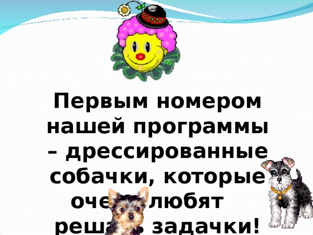 Первым номером нашей программы – дрессированные собачки, которые очень любят решать задачки!