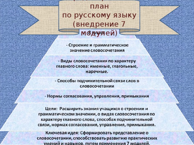 Среднесрочный план по русскому языку (внедрение 7 модулей)