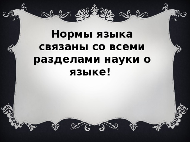 Нормы языка связаны со всеми разделами науки о языке!