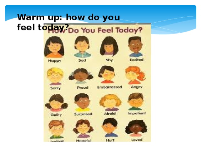 Warm up: how do you feel today?