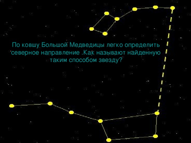По ковшу Большой Медведицы легко определить северное направление .Как называют найденную таким способом звезду?