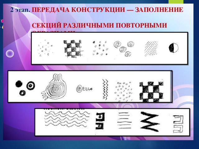 2 этап. ПЕРЕДАЧА КОНСТРУКЦИИ — ЗАПОЛНЕНИЕ  СЕКЦИЙ РАЗЛИЧНЫМИ ПОВТОРНЫМИ  ОБРАЗЦАМИ.