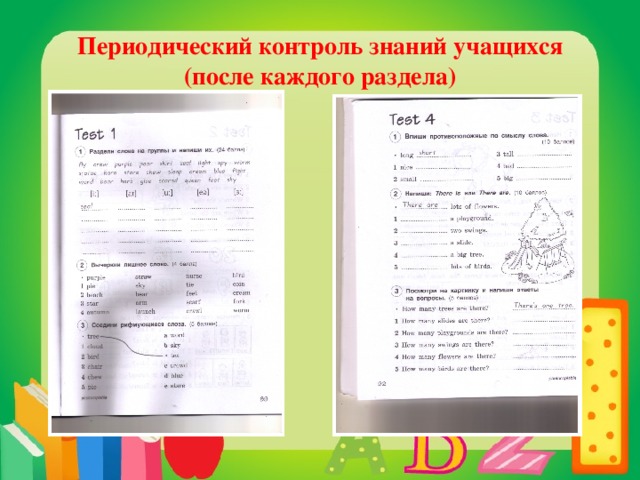 Периодический контроль знаний учащихся (после каждого раздела)