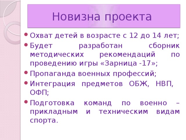 Новизна проекта