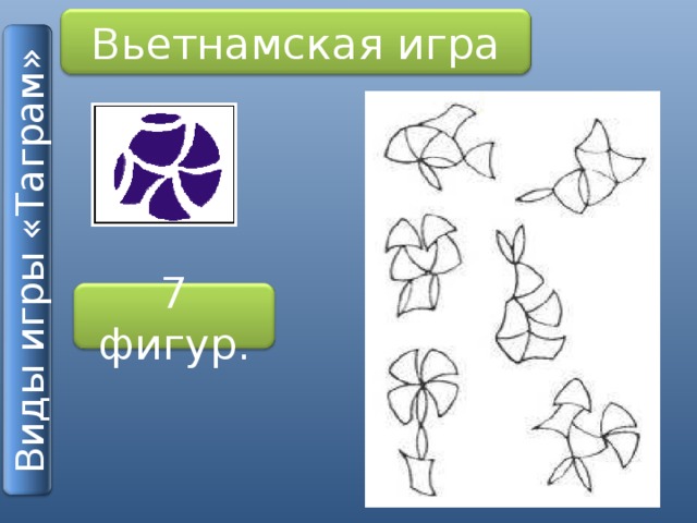 Виды игры «Таграм» Вьетнамская игра 7 фигур.
