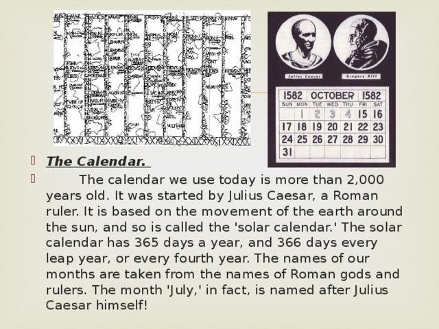 The Calendar.
