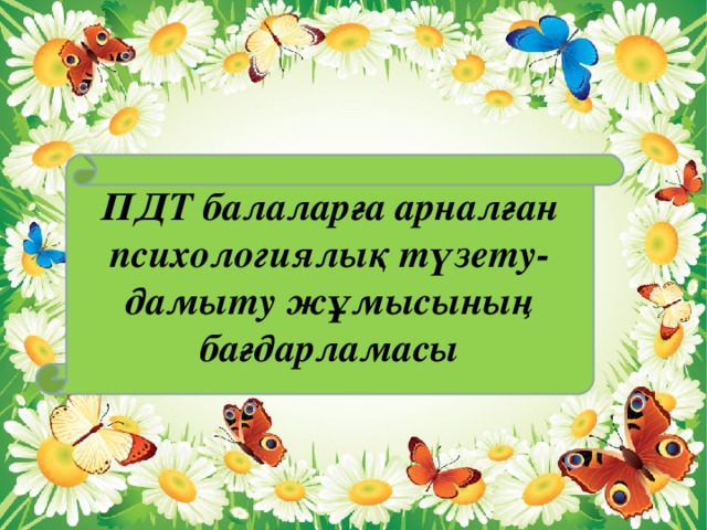 ПДТ балаларға арналған психологиялық түзету-дамыту жұмыс ының бағдарламасы