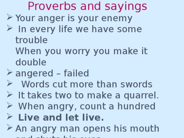 Proverbs and sayings