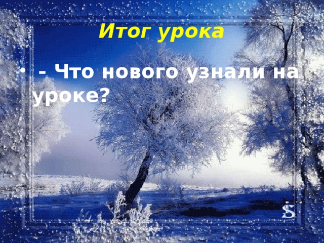 Итог урока  - Что нового узнали на уроке?