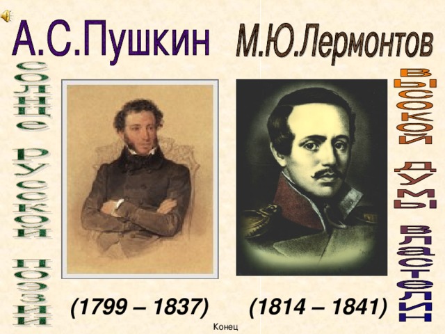 (1799 – 1837)  (1814 – 1841) Конец