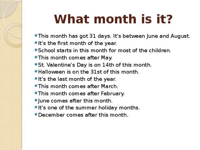 What month is it?