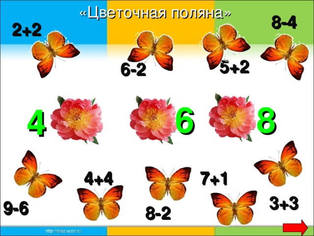 «Цветочная поляна» 8-4 2+2 5+2 6-2 6 8 4 7+1 4+4 3+3 9-6 8-2