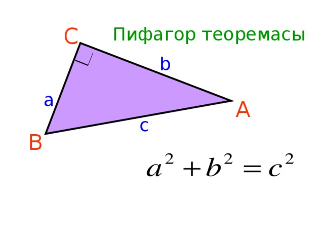 С Пифагор теоремасы b а А с В