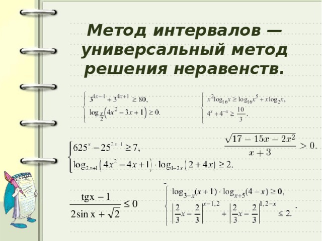 Метод интервалов — универсальный метод решения неравенств.