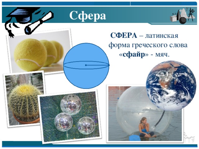 Сфера СФЕРА – латинская  форма греческого слова « сфайр » - мяч.