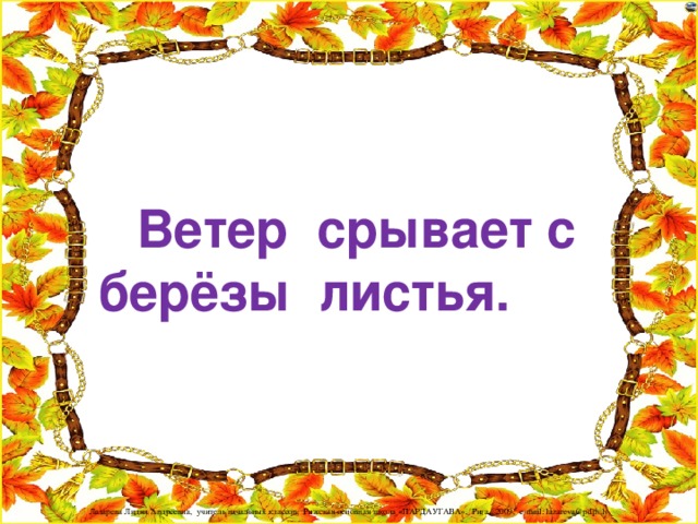 Ветер срывает с берёзы листья.